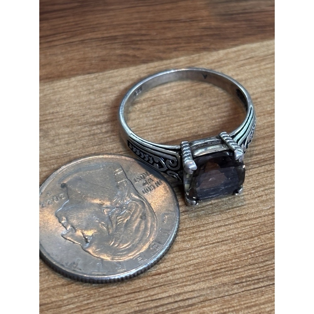 Sterling Silver 925 SMOKY QUARTZ Vintage Setting Ring Size 11.25 - Picture 9 of 9